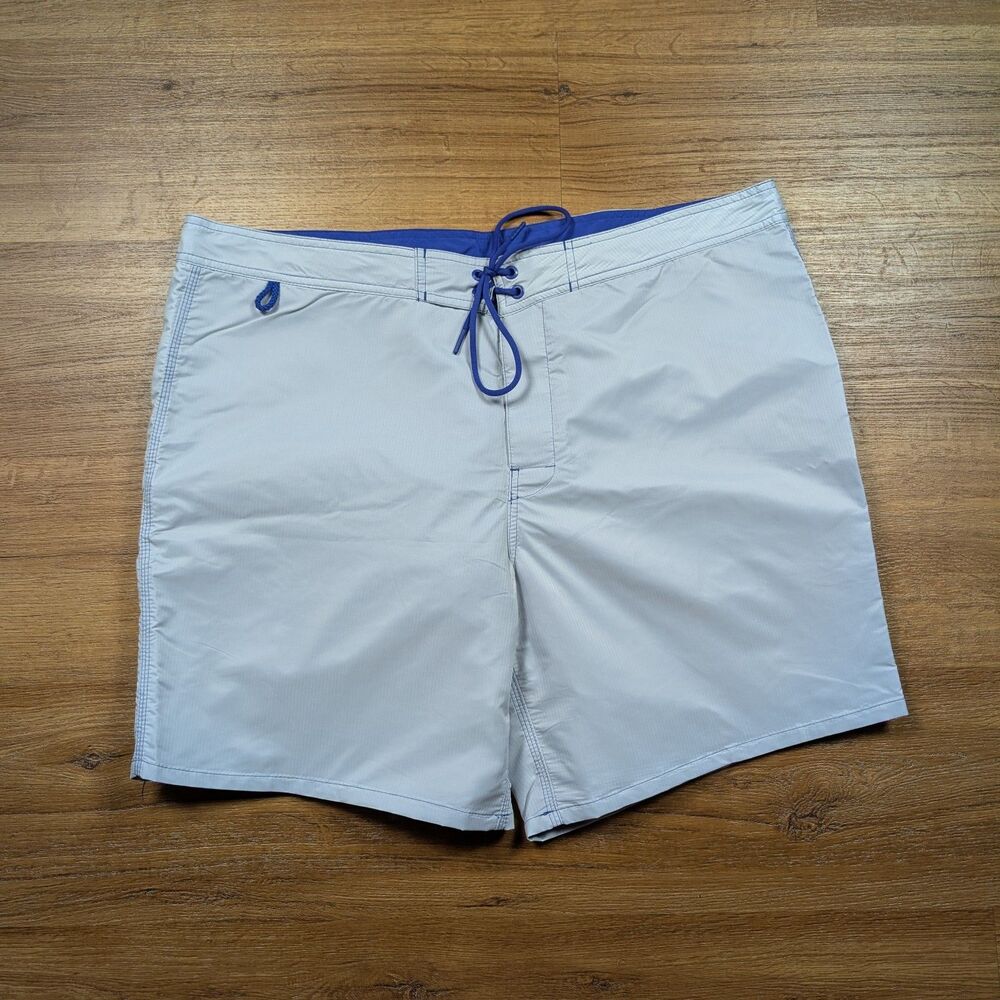 Sundek Iconic Taffeta Swim Trunks Mens SZ 40 Gray Blue Stretch Waist Beach